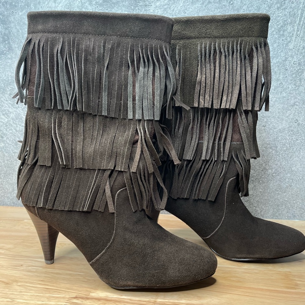 Suede brown leather boots